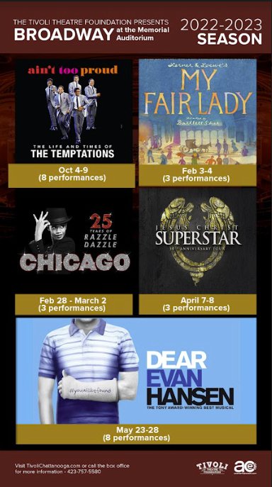 Five More Broadway Touring Shows Added To The Memorial's 2022-23 Season